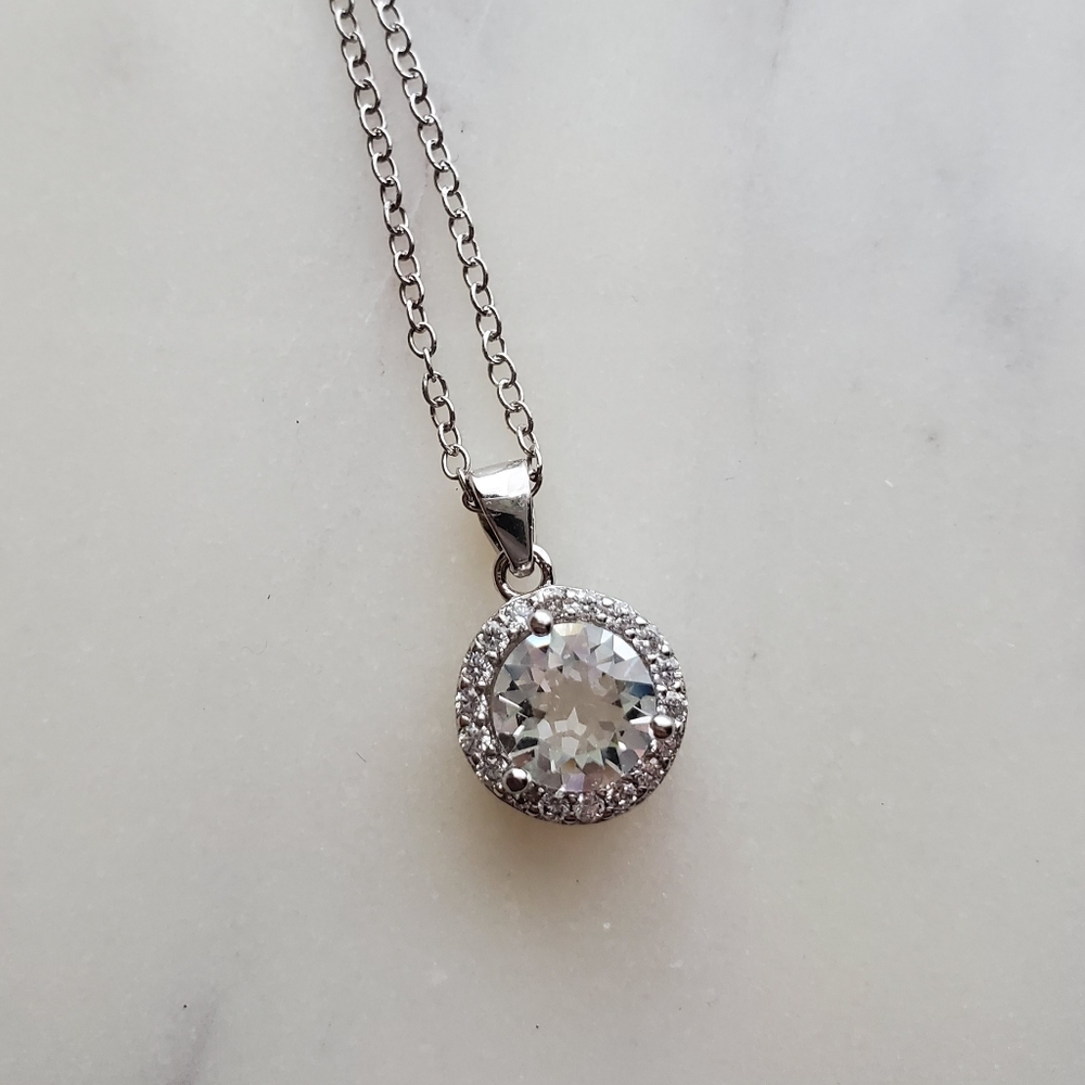Sterling Silver Round Swarovski Crystal Pendant